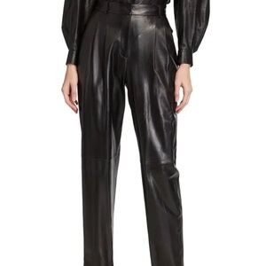 $1,698 Lafayette 148 Black Vestry Supple Napa Lambskin Ankle Pants Size 4